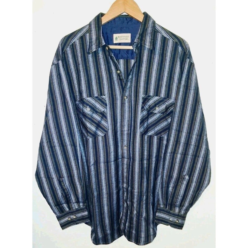 Northwest Territory Western Long Sleeve Button-Up Shirt Blue Green Men’s L